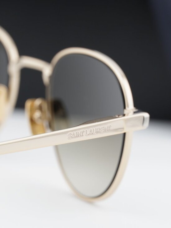 Saint Laurent SL555 003 Round Sunglasses - Gold / Brown main image 6